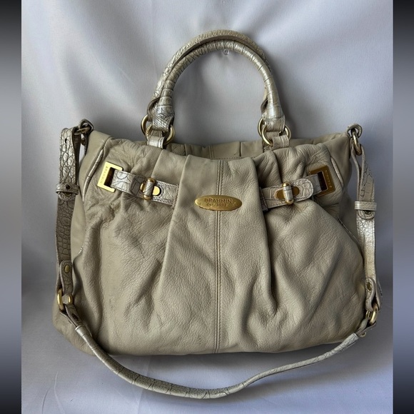 Brahmin Handbags - Brahmin tan leather large hang bag